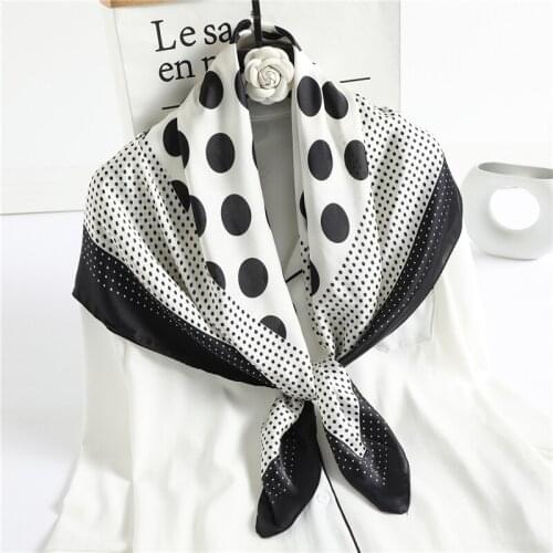 2021 Polka Dot Scarf Large Square Hijab Fashion Neck Wraps Neckerchief Women Bandana Lady Foulard Headband Scarves New