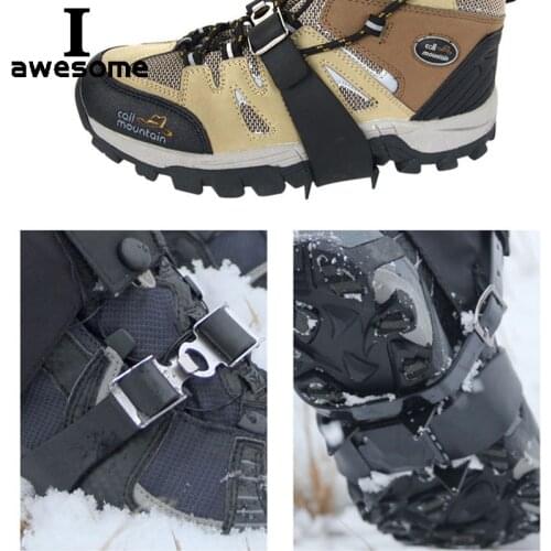 4 stude New ice claw Universal outdoor Safety Anti-Skid Snow Ice Climbing Shoe Spikes Grips Crampons Cleats Overshoes Traction