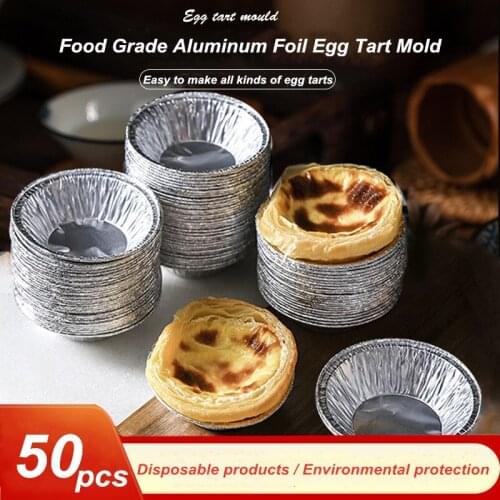 50pcs Baking Mold Cookie Muffin Egg Tart Fresh Disposable Good Tin Foil Cake Cup Round aluminum foil Portuguese egg tart base