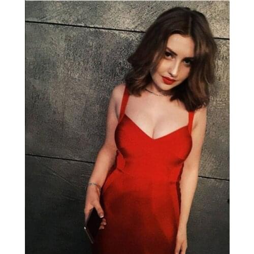 21ins Wind Bandage Dress V-neck Sling Close Waist Celebrity Net Red Party Dress