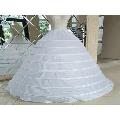 White 8 Hoops Petticoat Crinoline Slip Underskirt For Wedding Dress Bridal Gown In Stock 2021