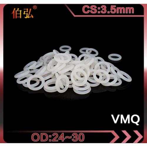 White Silicon Ring 5PCS/lot Silicone/VMQ O-Ring CS3.5mm OD24/25/26/27/28/30mm Rubber O Ring Seal Rings Gaskets Washer
