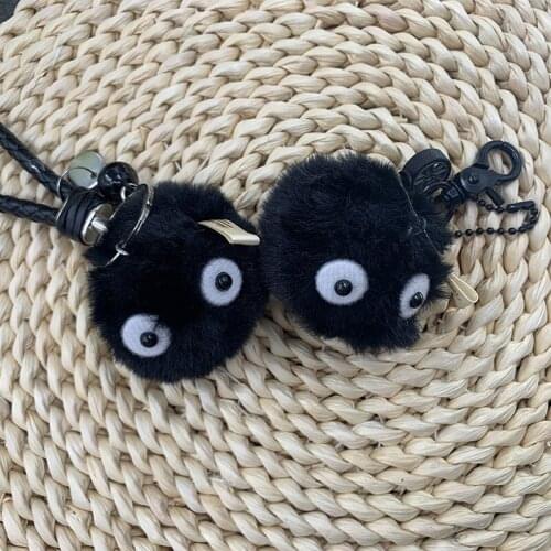 Black Carbon Coal Ball Elf Doll Key Chain Plush Keychains Spirited Away Miyazaki Hayao Totoro Women Small Pedants Briquette Gift