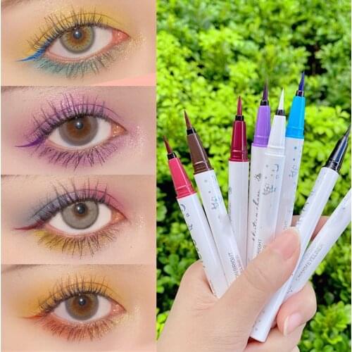 Colorful Liquid Eyeliner Eye Make Up Waterproof Long Lasting Eye Liner Easy To Wear Eyes Makeup Brown Purple Blue Color Eyeliner