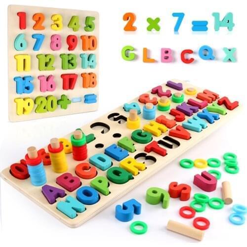 Preschool Wooden Montessori Toys Count Geometric Shape Cognition Match Baby Early Education Teaching Aids Math Toys For Children