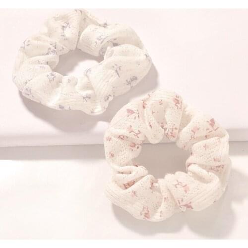 Korean Floral Print Scrunchies Fashion Hairband Hair Rope For Ponytail Holder Elastic Hair Band Sweet Hair Ties Hair Accessories