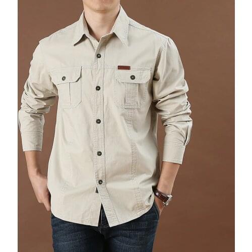 2020 Spring Autumn Denim Men Shirts Long Sleeve 100% Cotton Camiseta Masculina Army Military Casual Size S-4XL 5XL 6XL