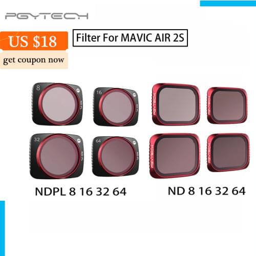 PGYTECH 4PCS Lens Filters Set For DJI Mavic Air 2S ND8 16 32 64PL NDPL ND PL ND64 Professional Filter Kit Air2S
