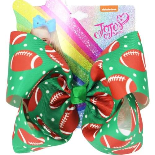 NEW 8inch hair bow Rugby (football) Team Baseball Bowknot with clip for Cheerleading Girls Hair accessories