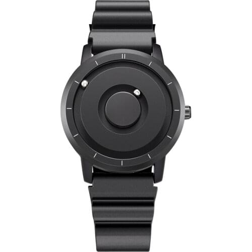 EUTOUR New Innovative Watch Black Sliver Magnet Magnetic Metal Multifunctional Clock Mens Sports Quartz Cool Watch Male Reloj
