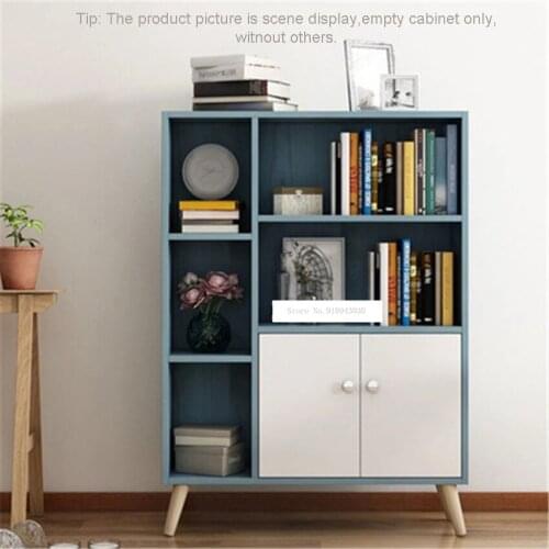 New Modern Simple Bookcase Nordic Style Indoor Floor Storage Five Grid Cabinet Double Door With Foot Combination Storage Cabinet