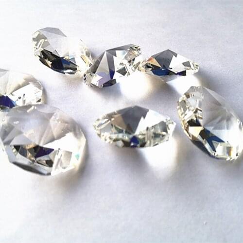 Wholesale Free Shipping 30pcs 30mm Clear K9 Crystal Big Octagon Chandelier Beads in Two Holes Diy Curtain Accessories Home Decor