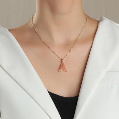 Initial Pendant Necklaces for Women Acrylic Pink Translucent Name Letters A-Z Alphabet Necklace Men Fashion Jewelry Couple Gifts