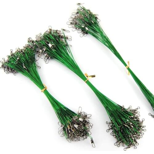 20PCS Anti Bite Steel Fishing Line Steel Wire Leader With Swivel Fishing Accessory Lead Core Leash Fishing Wire 15/20/25/30cm