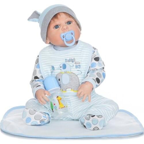 23" Realistic boy doll reborn full body silicone reborn dolls for children gift can enter water toddlers kids collection toys