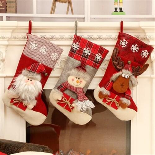 Navidad 2022 New Year Merry Christmas Cartoon Elk Snowman Christmas Stocking Candy Stocking Gift Bag Christmas Decoration Xmas
