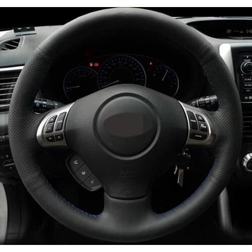 DIY Black Genuine Leather Car Steering Wheel Cover For Subaru Forester 2008-2012 Impreza 2008-2011 Legacy 2008-2010 Exiga 2009