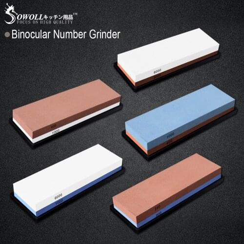 Sowoll 1pcs 240/800 grit Kitchen Knife Sharpener Double Side Sharpening Stone Corundum Whetstones Professional Oil Stone