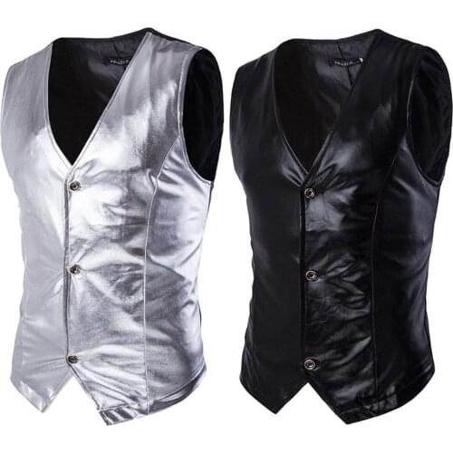 Stylish Men Sleeveless Gold Stamping Single-breasted Slim Waistcoat Business Top