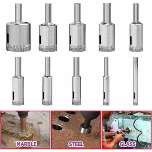 10pcs 6-30mm Sharp Diamond Coated Drill Bit Tile Hole Saw Use for Glass Ceramic Marble Tile Granite DIY Power Tool Accessories