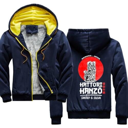 Japanese Men Thick Hoodie Hattori Hanzo Sword and Sushi Anime Classic Bill Kill Movie Cult Manga Hoodie Hip Hop Jacket Tops