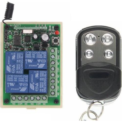 Smart Multiple DC 12V 24V 10A 315/433 MHz 4CH 4 CH Wireless Relay RF Remote Control Switch Receiver+ABCD Transmitter