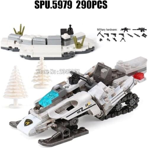 Xb06009 290pcs Military Police The Extreme Snowmobile 3 Building Block Toy