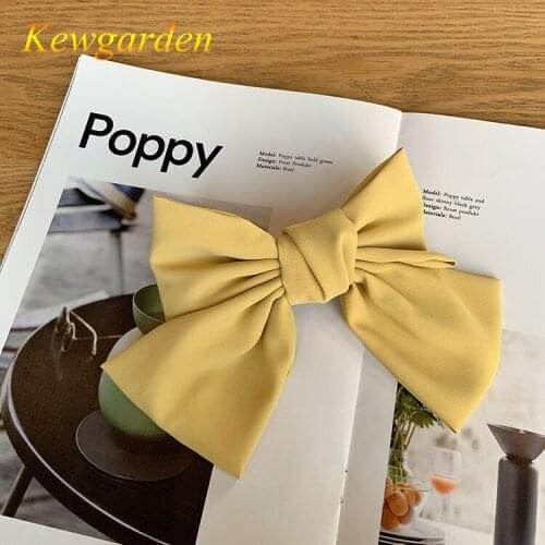 Kewgarden New childrens pure color bow hairpin childrens spring clip hair accessories 3pcs