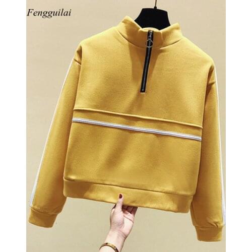2020 FENGGUILAI Female Sweatshirts Fashion Casual Womens Long Sleeve Jumper Pullover Strapless Sweatshirt Tops Girl