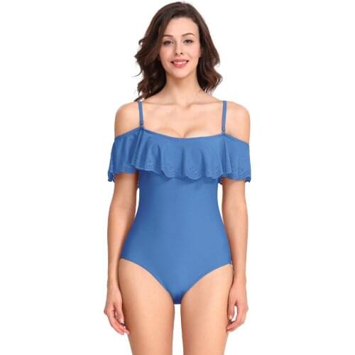 2019 Winged Sleeves Ruffle Adjustable Shoulder Strap Women Sexy One Piece Slim Swimsuit Monokini Set Swimwear Beach Bathing Suit