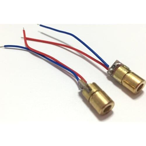 10pcs/lot 3V/5V Laser head 650nm 6mm 3V 5mW Laser Dot Diode Module Red Copper Head New Hot