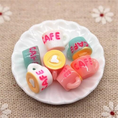 10pcs 3D Kawaii Resin Mini Coffee Cup Simulation Miniature Art Flatback Cabochon DIY Craft Decoration,20*25mm
