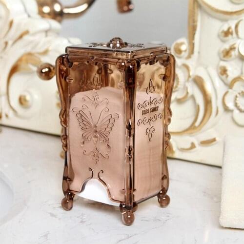 12L Vintage Cotton Pad Storage Box Makeup Organizer Dust Proof Cosmetic Cotton Pad Pull Out Dispenser Container Storage Boxes