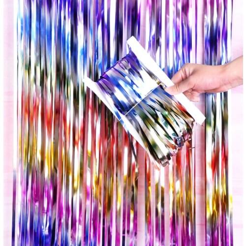2m Birthday Decoration Party Backdrop Curtain Multiple Color Glitter Tinsel Rainbow Foil Rain Photo Zone Christmas Decoration