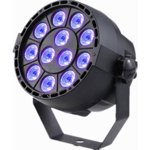 Dmx dj par light for stage ktv party 12pcs 1W UV led flat par can wash dj lighting for disco bar