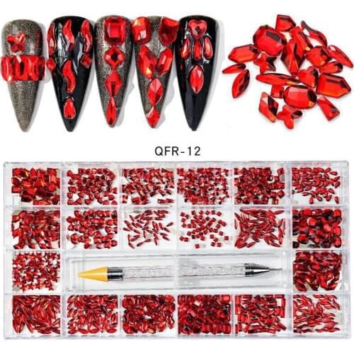 400PCS /480PCS Multi-size Crystal AB Nail Rhinestones Drill pen Various Shapes Decorations Accessories Nail Art Rhinestones