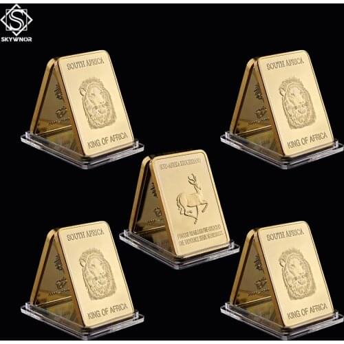 5PCS 1967 South Africa Wildlife King Of Animal Lion Fyngoud Fine Gold Coin 100 Mills Thick in Gold Bullion Bar Collection