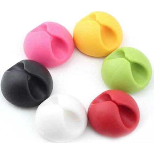 6PC Round Cable Colorful Winder Wire Cord USB Cable Clips Ties Organizer Holder Line Fixer Car bracket Universal Clips Holders