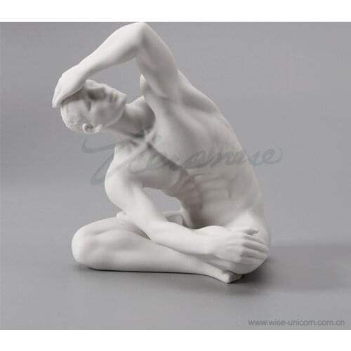 Abstract Ceramics Handicraft Body Art Home Decor Nude Male Yoga Gymnastics Room Desk Statue Interior Showpiece Figurine