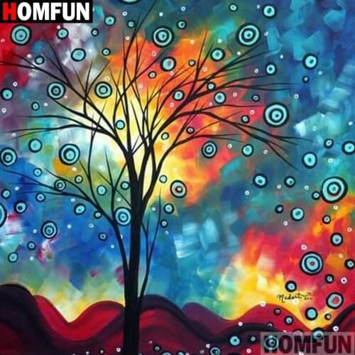 HOMFUN Full Square/Round Drill 5D DIY Diamond Painting "Tree oil painting" 3D Embroidery Cross Stitch 5D Decor Gift A18327