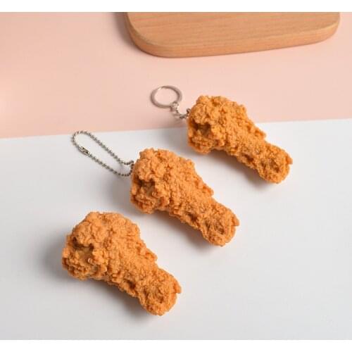 3Styles Imitation Food Keychain French Fried Chicken leg Food Pendant Childrens Toy Promotional Gift KeyRing