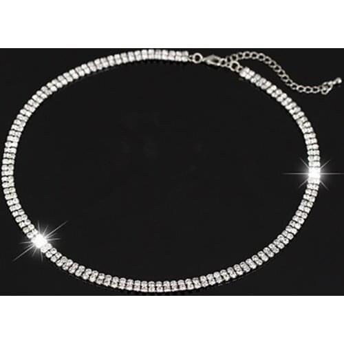 Goth Zircon Choker Necklace Rhinestone Crystal Collares Chain Statement Necklaces For Women Jewelry