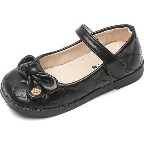 Childrens Princess Shoes 2021 New Girls Bow-knot Soft Sole Sweet Wind Casual Shoes Sweet Fashion Flats Non-slip Cute 23-34 Chic