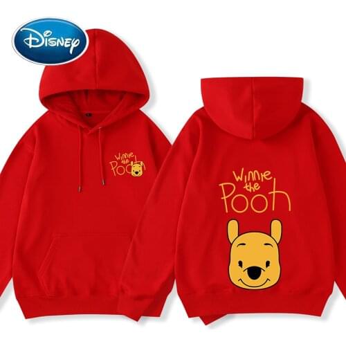 Disney Sweatshirt Winnie the Pooh Bear Letter Cartoon Print Fashion Unisex Women Hooded Pullover Pocket Long Sleeve Tops 7 Color