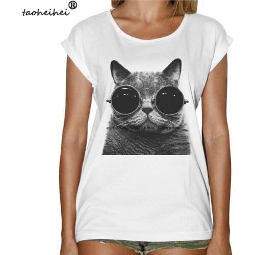 T shirt T shirt Donna Fashion cat round glasses fashion influencer gift idea
