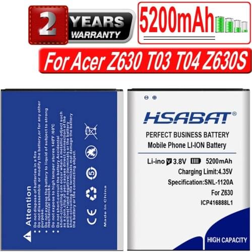 HSABAT ICP416888L1 5200mAh High Capacity Battery for Acer Z630 T03 T04 Z630S BAT-T11