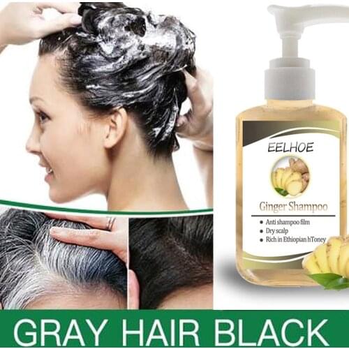60ml 1pc Ginger shampoo Herbal Non Allergic Natural Fast Blacking Gray Hair Dye Black Shampoo Dye For White Hair Coloring