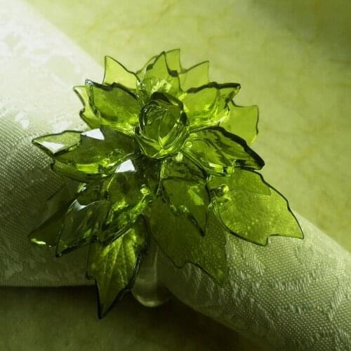 Greem poinsettia napkin ring, flower napkin holder