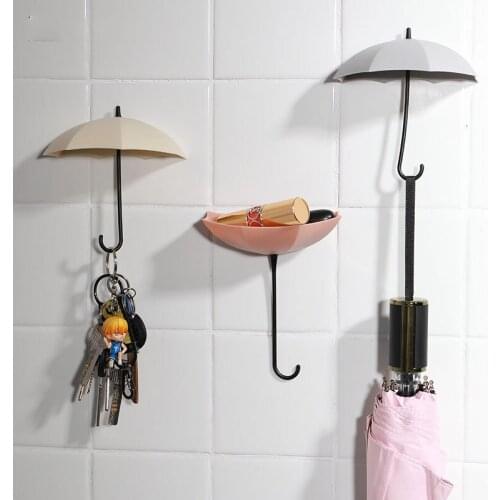 Creative Cute Wall decor Strong Hook Dormitory Women Viscose Towel Umbrella Shelf Perforation-free Household cintre porta