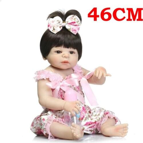 19inch 46cm Full Body Silicone Reborn Baby Girl Dolls Reborn Can Bath Bebes Reborn real baby Dolls for Children Juguetes bonecas